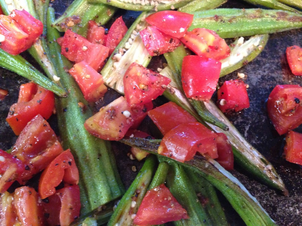 okra and tomatoes okra and tomatoes